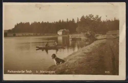 AK Martinsberg, Reitzendorfer Teich, Bootshaus und Uferpartie
