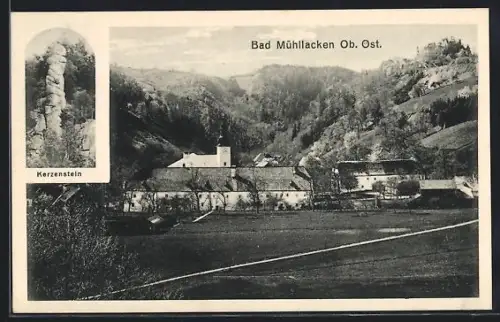 AK Bad Mühllacken /Ob. Öst., Panorama des Ortes, Kerzenstein