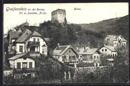AK Greifenstein an der Donau, Blick zur Ruine
