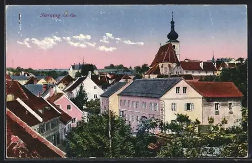 AK Sierning, Ortsansicht mit Kirche