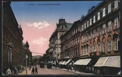 AK Wien, Währingerstrasse mit Geschäften