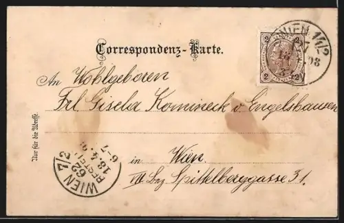 Lithographie Wien, Strassenansicht Schottenkirche