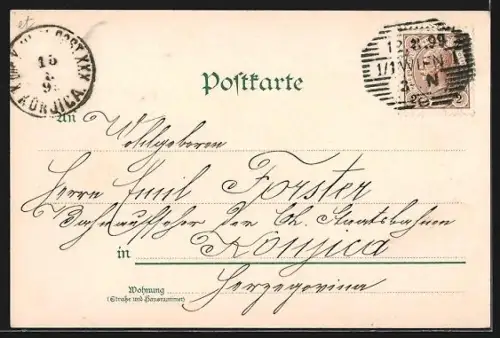 Lithographie Wien, Franzensring mit Strassenbahn