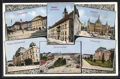 AK Graz, Hauptplatz, Landhaus, Rathaus