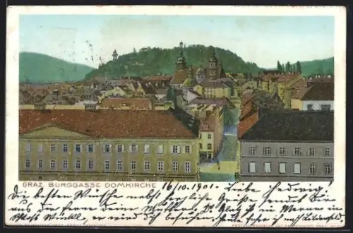 AK Graz, Burggasse mit Domkirche