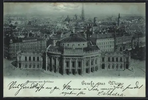 Mondschein-AK Wien, Panorama vom Rathaus