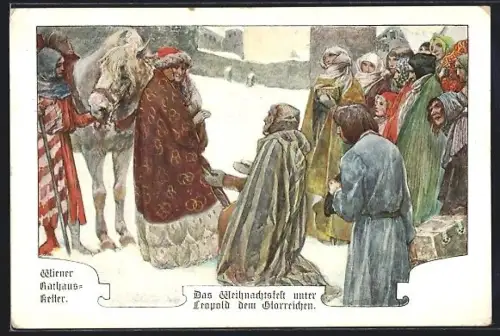 Künstler-AK Wien, Wiener Rathauskeller, Das Weihnachtsfest unter Leopold dem Glorreichen