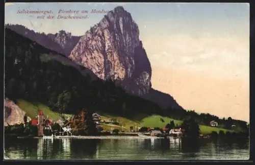 AK Plomberg am Mondsee, Ufer mit Drachenwand