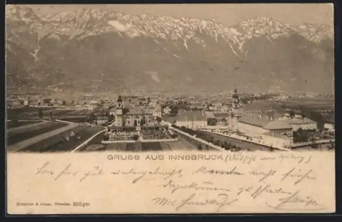 AK Innsbruck, Stadtpanorama mit Bergkulisse