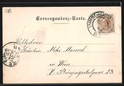 AK Innsbruck, Innpartie, Flussufer, Bergpanorama