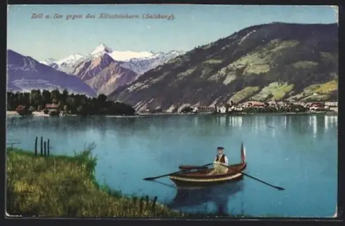 AK Zell a. See, Panorama mit See und Kitzsteinhorn