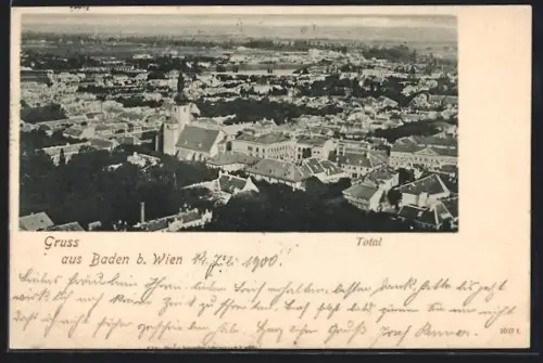 AK Baden b. Wien, Totalansicht mit Kirche
