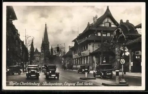 AK Berlin-Charlottenburg, Budapesterstrasse mit Eingang zum Zoologischen Garten