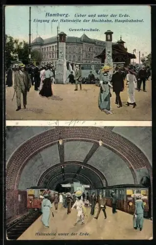 AK Hamburg-St.Georg, Gewerbeschule, U-Bahn-Haltestelle