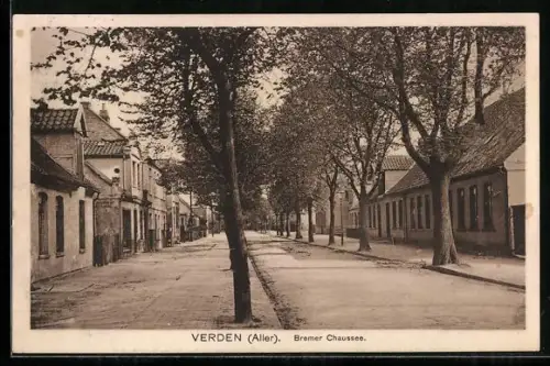 AK Verden /Aller, Bremer Chaussee mit Wohnhäusern