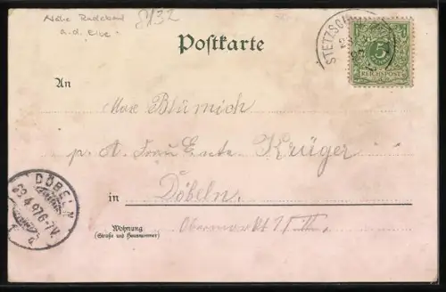 Lithographie Gohlis b. Cossebaude, Gasthaus Gohliser Windmühle, Raddampfer