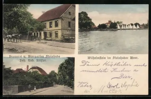 AK Wilhelmstein im Steinhuder Meer, Brauerei und Biergarten Steinhude, Inh. Rud. Rössler