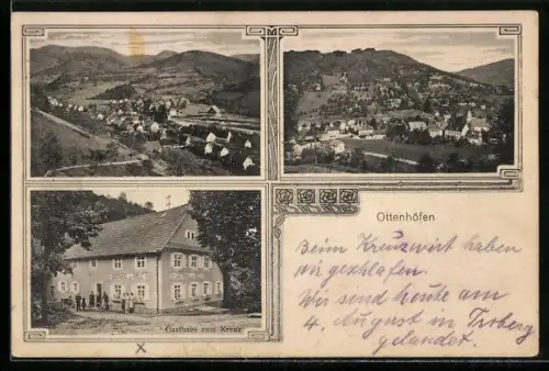 AK Ottenhöfen, Gasthaus zum Kreuz und Totalansichten