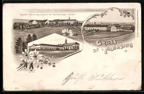 Lithographie Algasing, Knaben-Erziehungs-Institut der barmherzigen Brüder