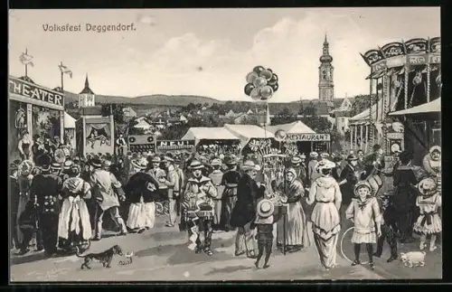 AK Deggendorf, Menschen vergnügen sich auf dem Volksfest