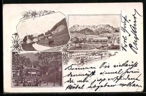 AK Zill i / Bayern, Garten, Ortspartie