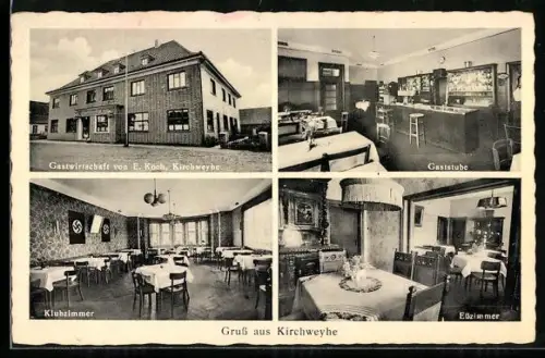 AK Kirchweyhe / Weyhe, Gasthaus von E. Koch, Innenansichten, 