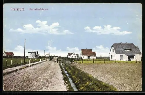 AK Freistatt, Feldweg mit Beamtenhäusern