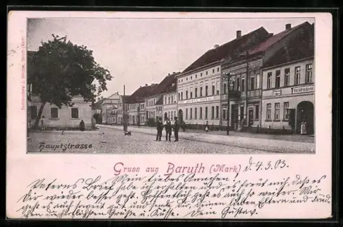 AK Baruth /Mark, Partie an der Hauptstrasse