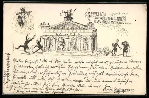 AK Mannheim, Absolviakarte des Abiturientencommers des Gymnasiums 1900