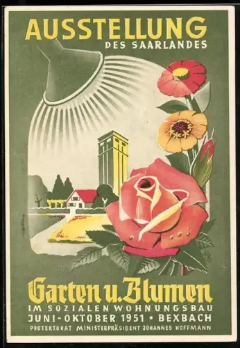 AK Bexbach, Ausstellung des Saarlandes, Garten und Blumen 1951