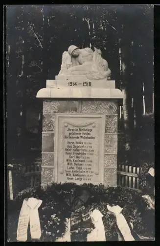 Foto-AK Welliehausen, Denkmalweihe des Kriegerdenkmals