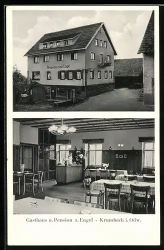 AK Krumbach i. Odw., Gasthaus und Pension zum Engel, Bes. Schwab