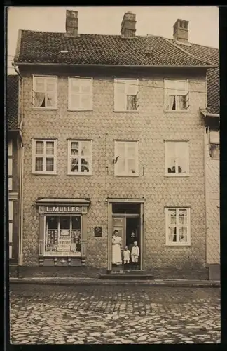 Foto-AK Bad Gandersheim, Geschäft von L. Müller