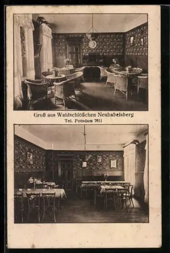 AK Neubabelsberg, Restaurant Waldschlösschen, Innenansicht