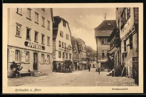 AK Rothenfels a. Main, Strassenpartie mit Gasthof zum Löwen und Apotheke