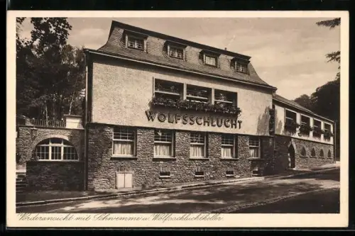 AK Düsseldorf-Grafenberg, Gasthaus Wolfsschlucht, Brauerei Schumacher, Schwemme