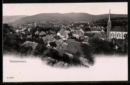 AK Niederbronn, Blick über die Dächer mit der Kirche