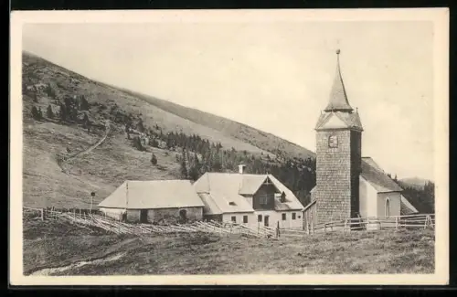 AK Gleinalmschutzhaus, Partie mit Kapelle