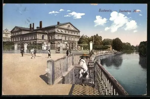 AK Budweis / Ceske Budejovice, Partie am Deutschen Haus