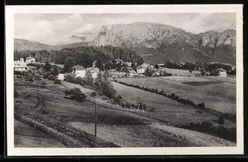 AK Klobenstein am Ritten, Ortsansicht vor den Dolomiten
