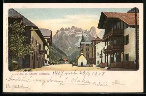 AK Landro, Ortsansicht mit Monte Cristallo