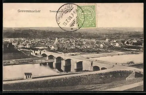 AK Grevenmacher, Gesamtansicht mit Flussbrücke