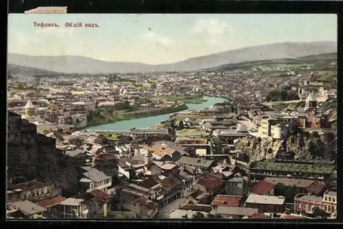 AK Tiflis, Stadtpanorama aus der Vogelschau