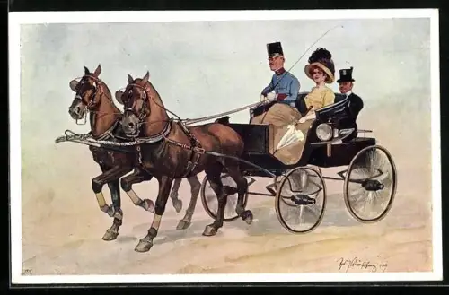 Künstler-AK Fritz Schönpflug: Donnerwetter, tadellos!, Dame in Kutsche