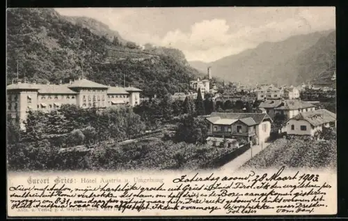 AK Gries, Ortspartie mit Hotel Austria