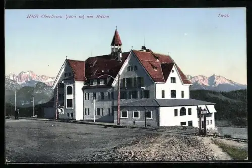 AK Hotel Oberbozen am Ritten mit Eisenbahnanlagen