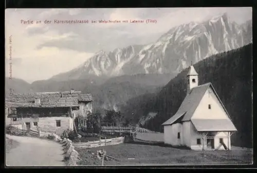 AK Welschnofen, Partie an der Karerseestrasse