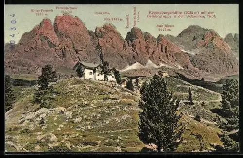 AK Regensburgerhütte, Totale mit der Geislergruppe