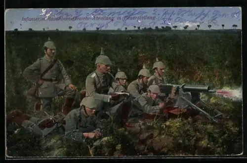 AK Soldaten in Uniform einer Infanterie-Maschinengewehr-Abteilung mit schwerem MG in Feuerstellung