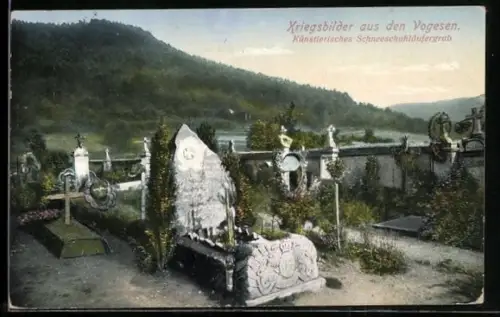 AK Schneeschuhläufergrab in den Vogesen